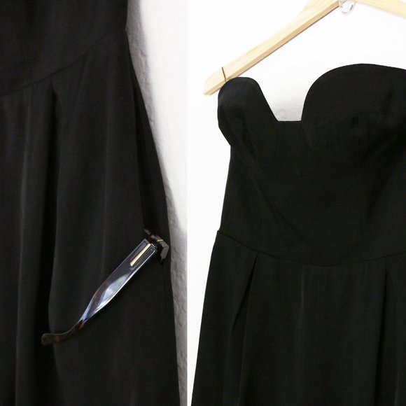 Keepsake Hearts On Fire Pant Suit Jumpsuit S Black Strapless Corset Pocket $190 - Picture 9 of 16